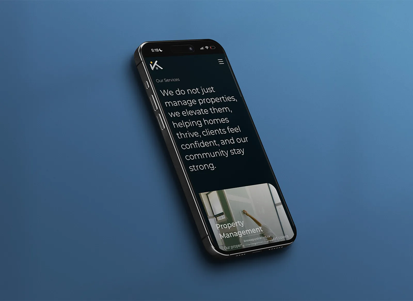 I Know a Guy website on a mobile phone