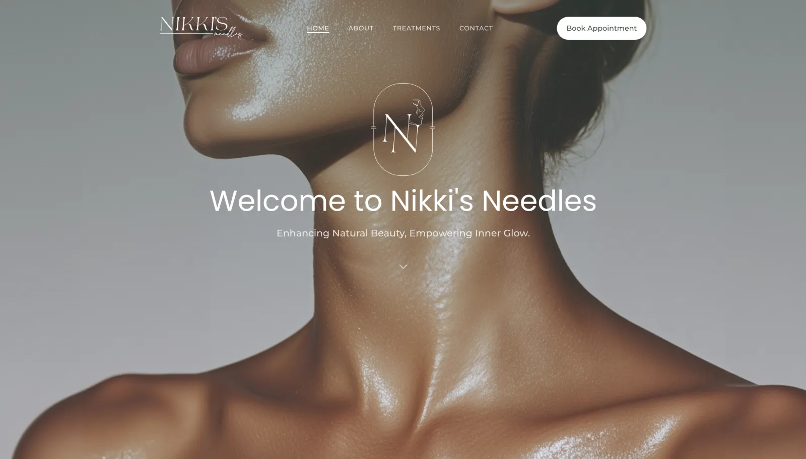 Nikki's Needles treatment website hero